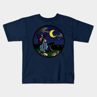 Stargazing Witch Sticker Kids T-Shirt